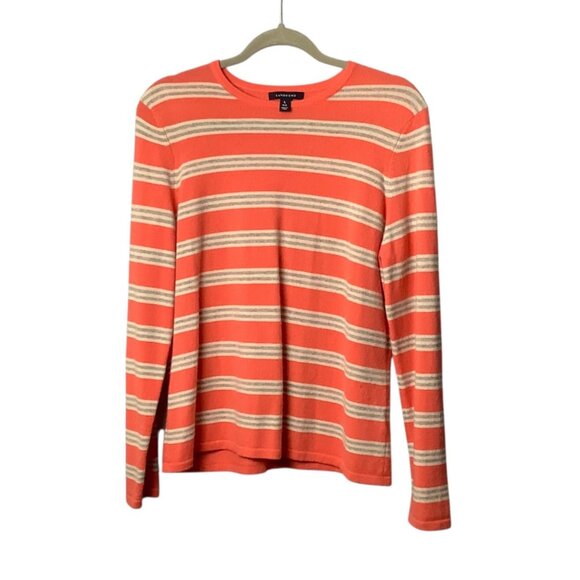 Lands End Women Large 100% Cashmere Striped Sweater Luxury - Picture 1 of 6